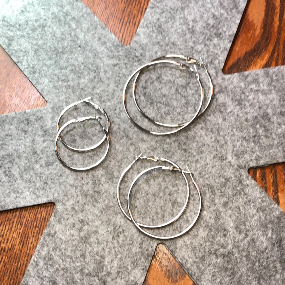 3 new beautiful new pairs of fashion jewelry hoop earrings